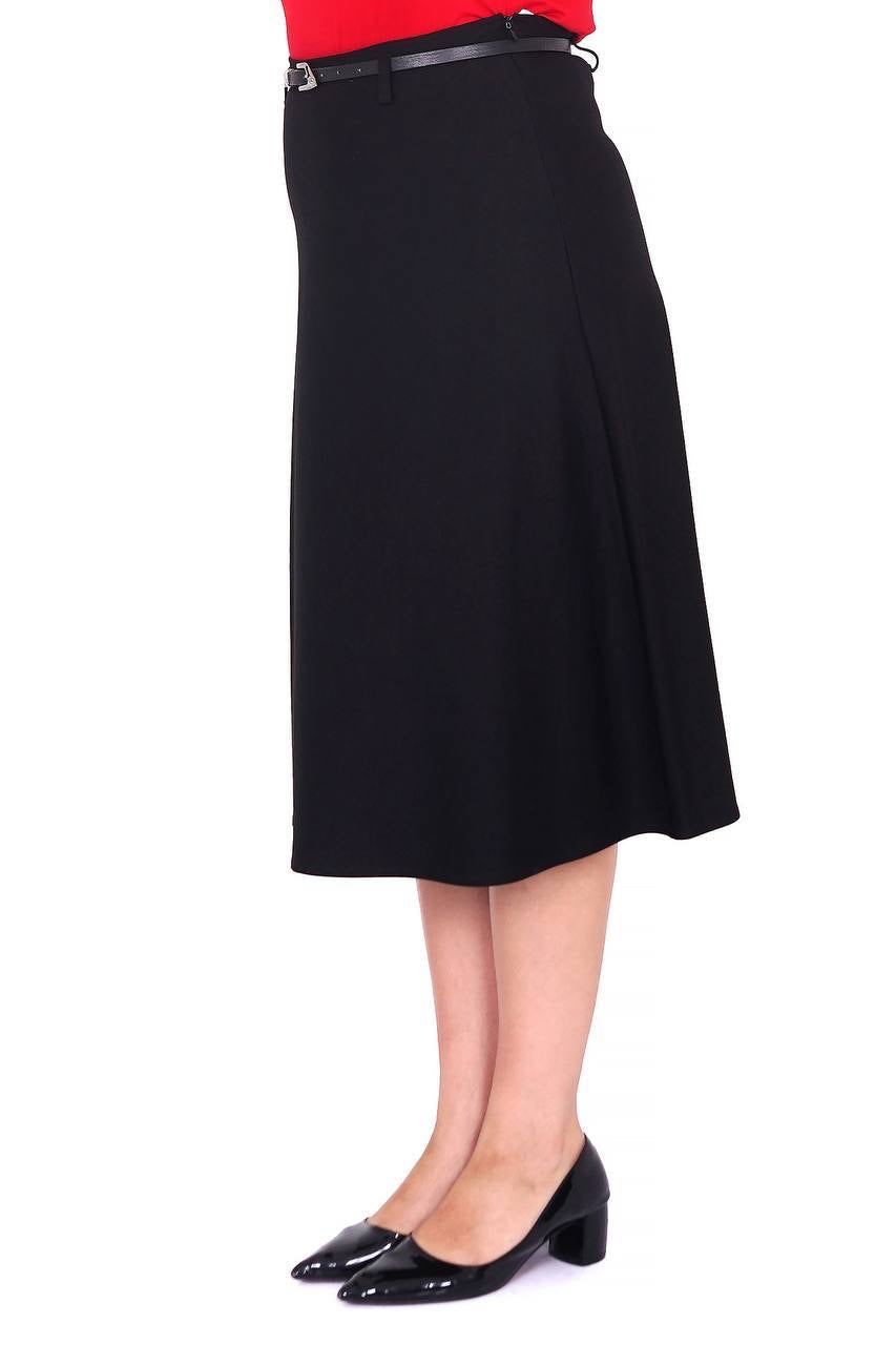 Elegantiškas sijonas juodos spalvos su dirželiu