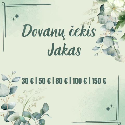 Dovanų čekis moterims – pasirinkta suma, elegantiška dovana iš Jakas kolekcijos