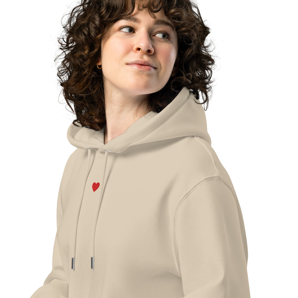 Unisex ekologiškas džemperis, Organinė medvilnė, Siuvinėta širdelė, Patogus kasdienai, Tvari mada, Dovana jam ir jai, Minimalistinis dizainas – išskirtiniai drabužiai iš jakas.net